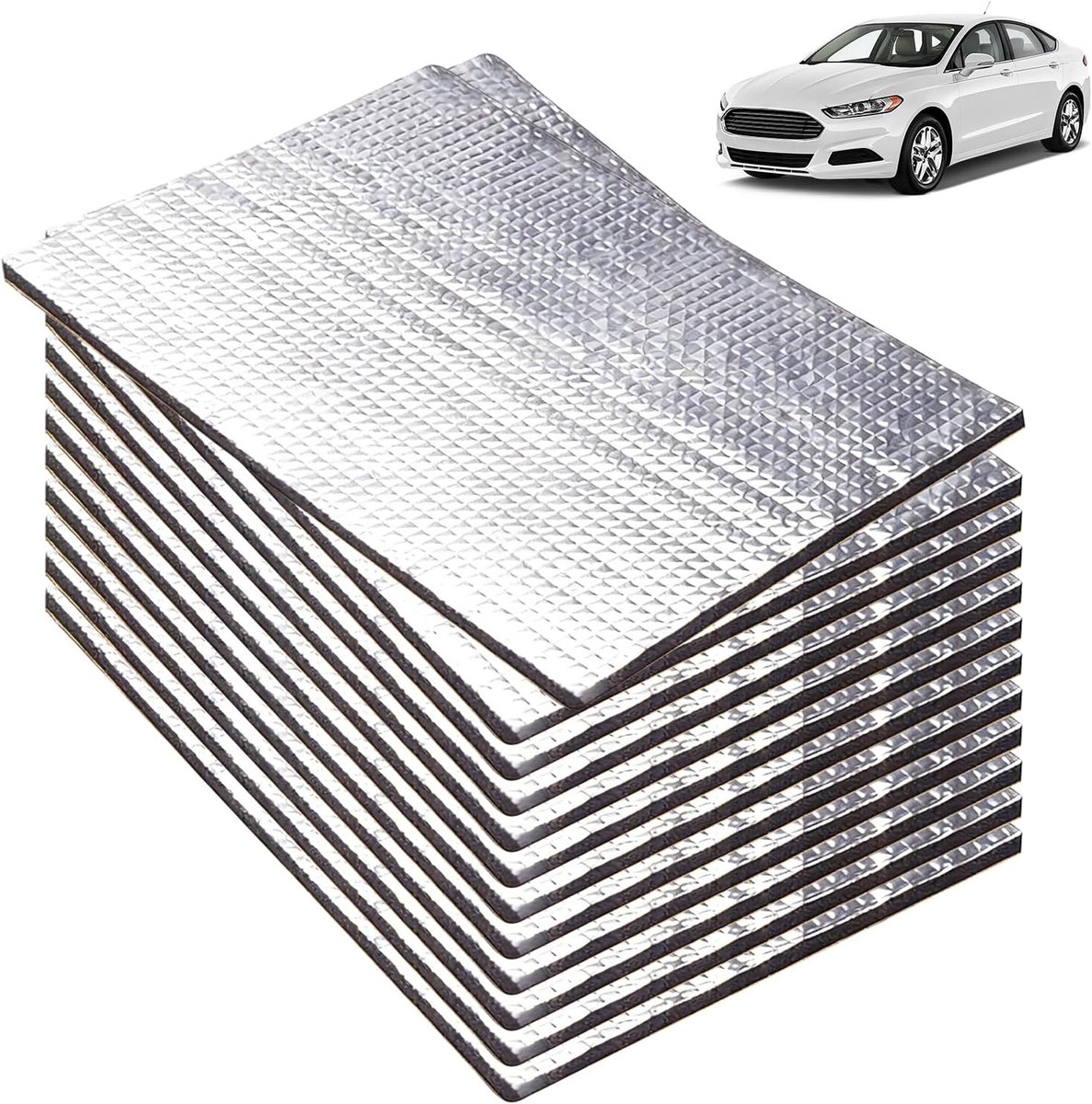 Pack of 12 Car Insulation Mats 5 mm Noise Protection Mat 40 x 25 cm Self Adhesive Insulation Mat for Engine - ShopVlot