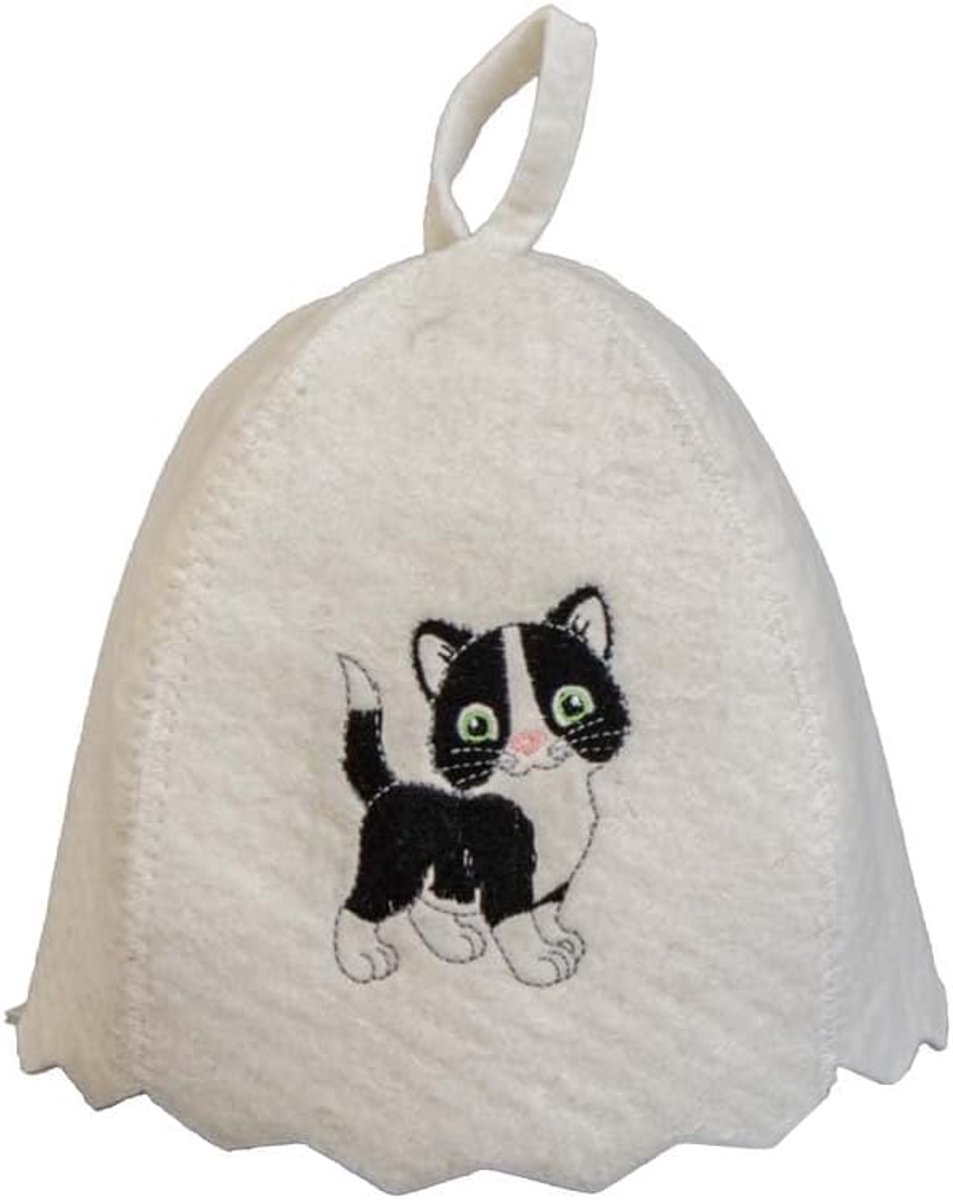 Children's Sauna Hat Embroidery Cat Felt Cap Sauna Cap Sauna Cap Kitten Sauna Hat Sauna Hat - ShopVlot