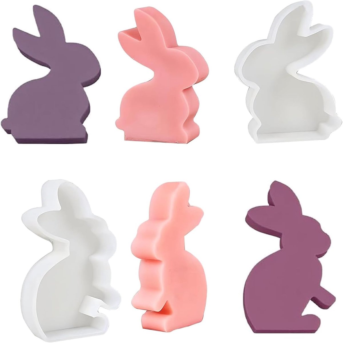 SnelShoppen - Pack van 2 Siliconen Mallen voor Pasen, Konijnvormige Mallen, Duurzaam en Flexibel, Voedselgrade Silicone, Perfect voor Kaarsen en Decor