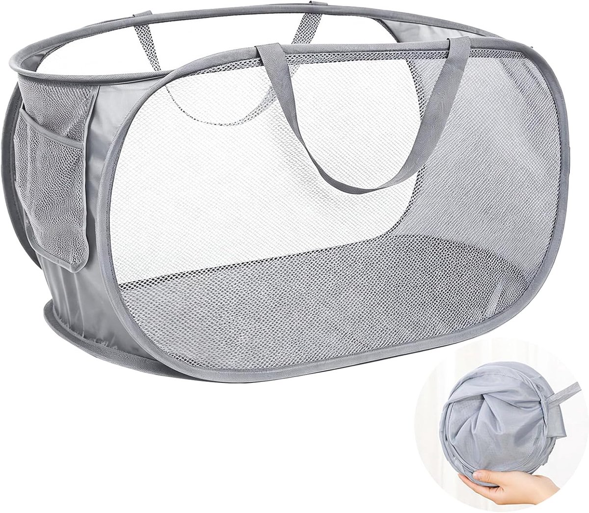 Wasmand, opvouwbaar, 36 x 36 x 58 cm, pop-up wasmand, opvouwbaar, met handvat - ShopVlot