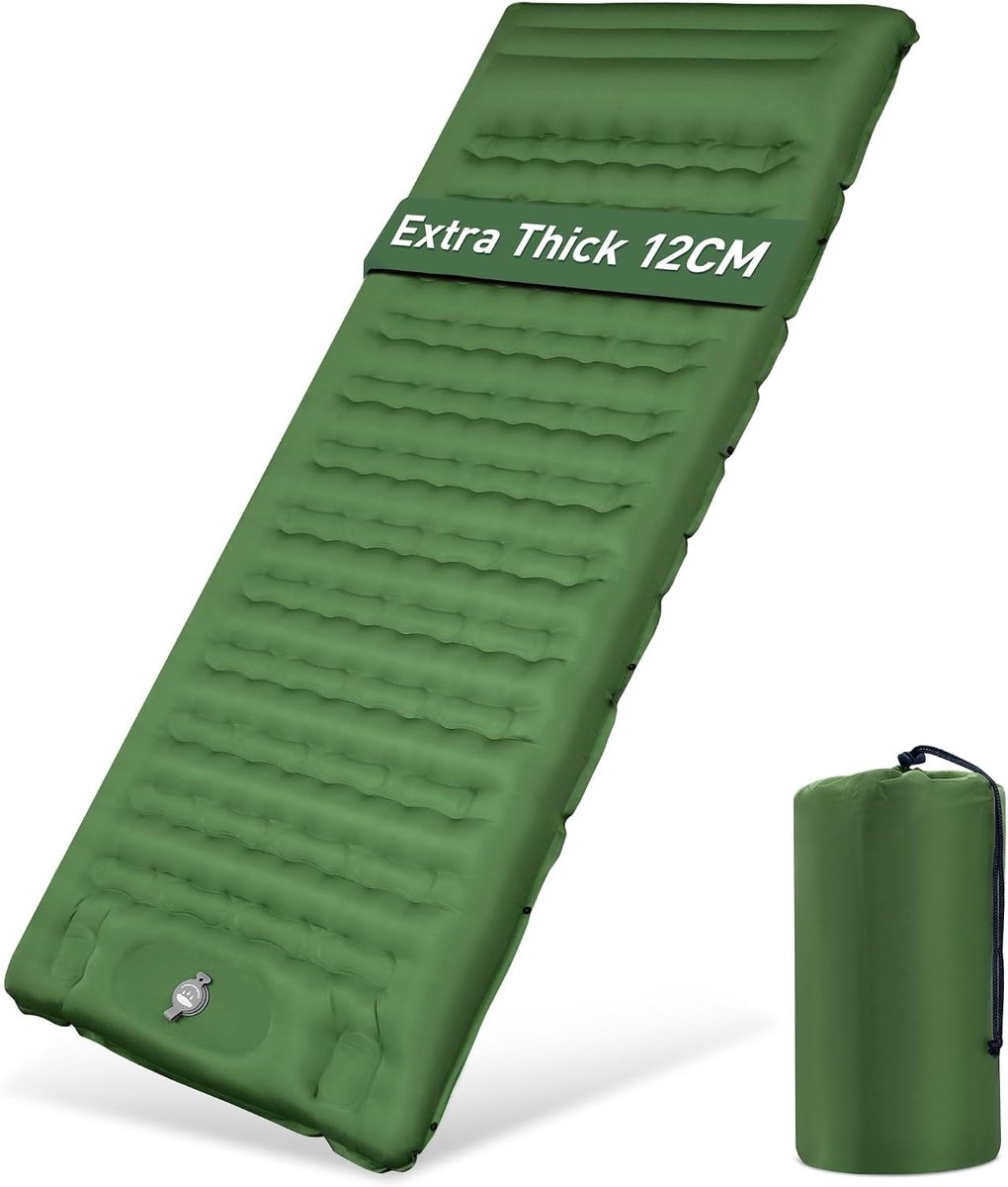 Self-inflating sleeping mat, 12 cm, thickened air mattress, self-inflating with foot press pump, prevents air loss - ShopVlot