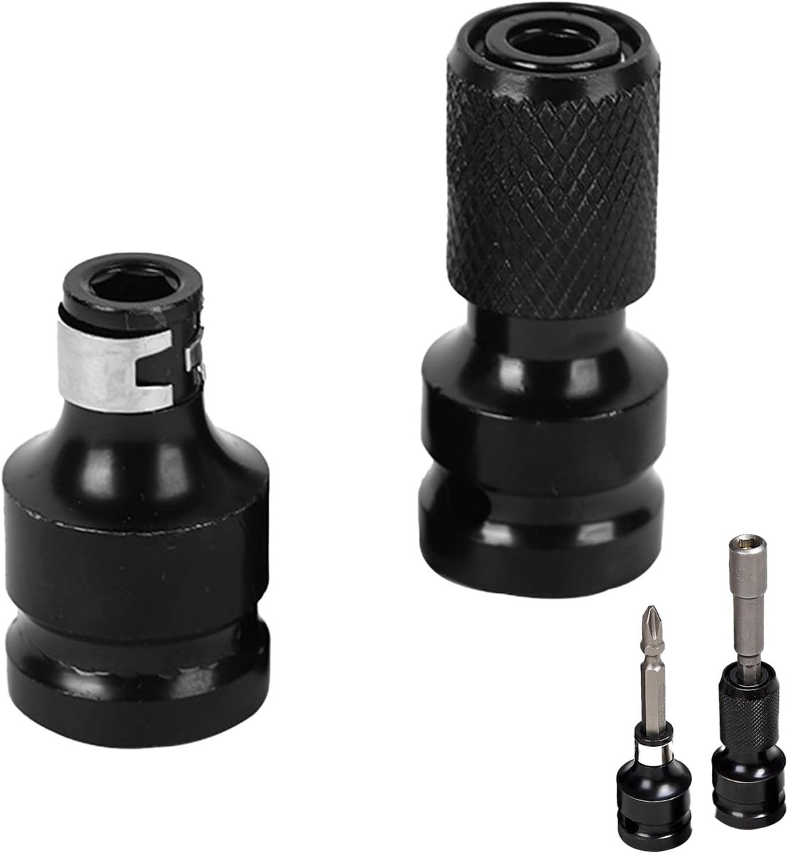 2pcs Impact Hex Converter, Screw Bit Adapters, Impact Wrench Adapters, 1/2" to 1/4", Suitable for Electric Wrenches - ShopVlot