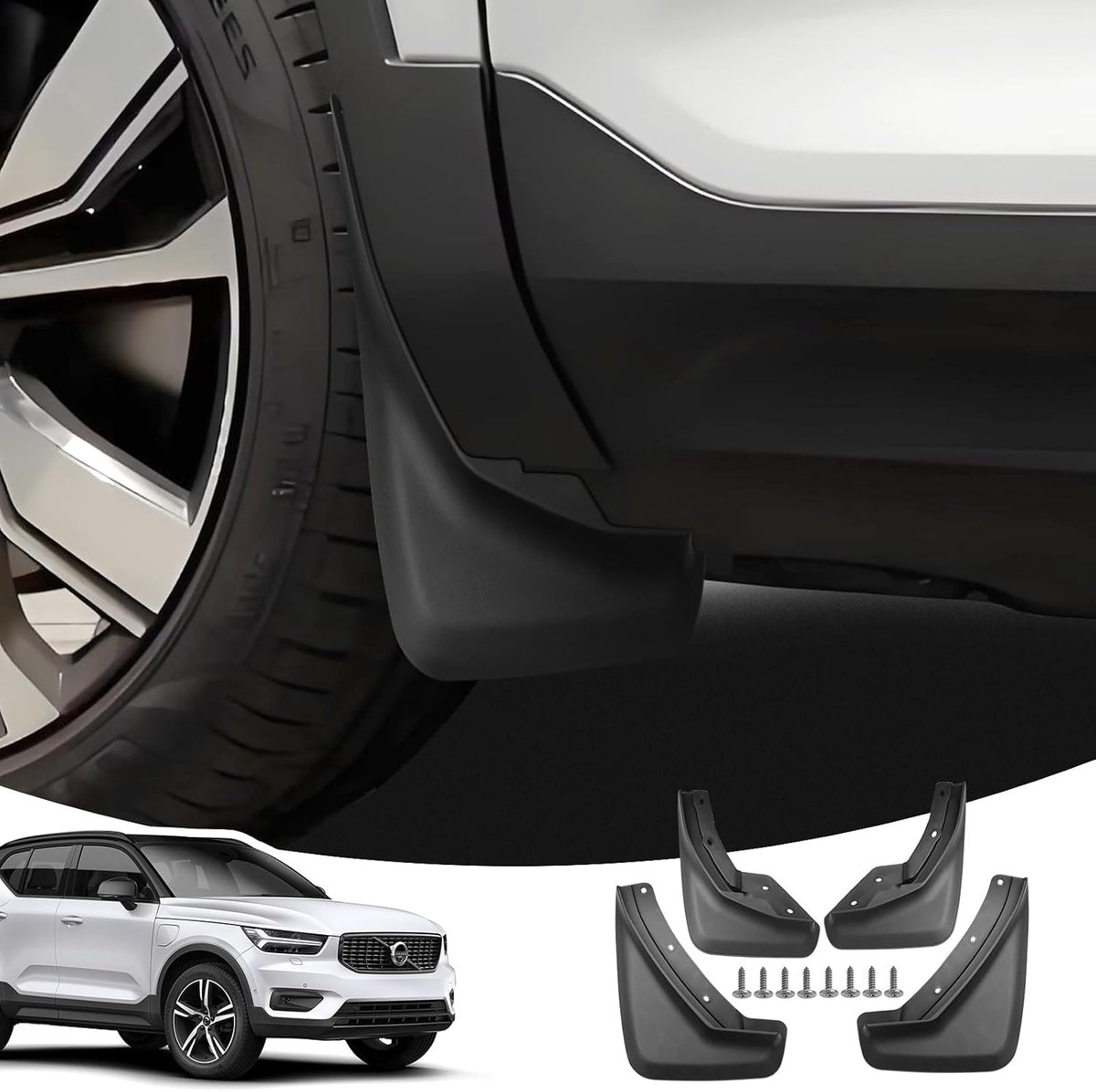 (4 Pieces) Mud Flaps for Volvo XC40 2018-2025 2026(Petrol) - Mud Valves Front and Rear, Car Mudguard with Mounting - ShopVlot