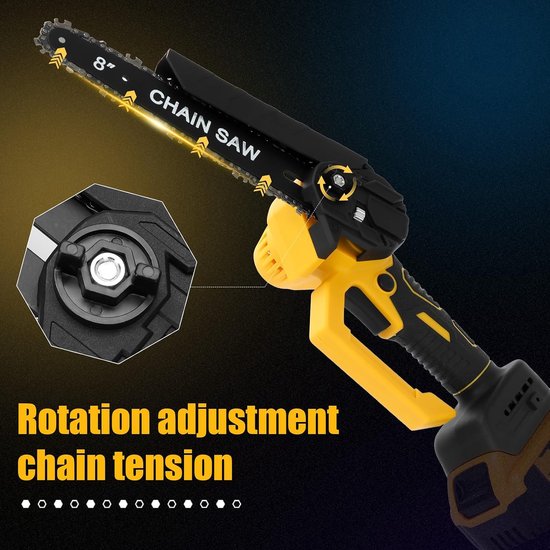 Mini Cordless Chainsaw, Brushless Battery Chainsaw, 2 x 1200 mAh, 6 Inch and 8 Inch Electric Saw, Directly Regulates - ShopVlot van MINI — afbeelding 2