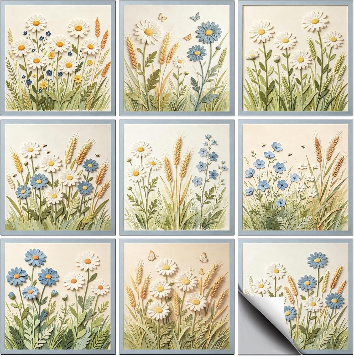 72-delige tegelstickers in 9 stijlen met bloemen, madeliefjes, bijen en vlinderpatronen, pvc, waterdicht - ShopVlot