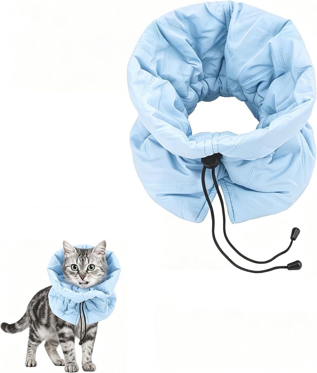 Elisabethanische halsband, zachte verstelbare halsband voor katten en kleine honden (lichtblauw) - ShopVlot