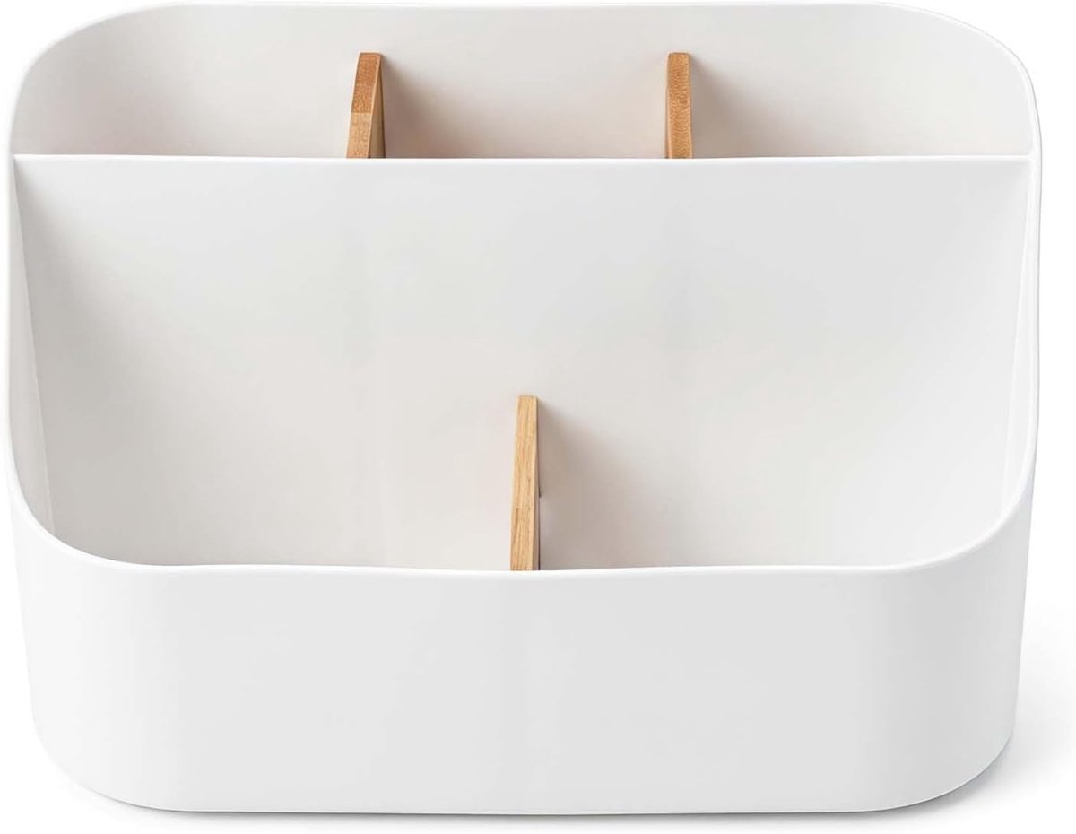 Bureau-organizer 5 vakken - bamboe - multifunctionele opbergdoos - voor pennen en smartphones - ShopVlot