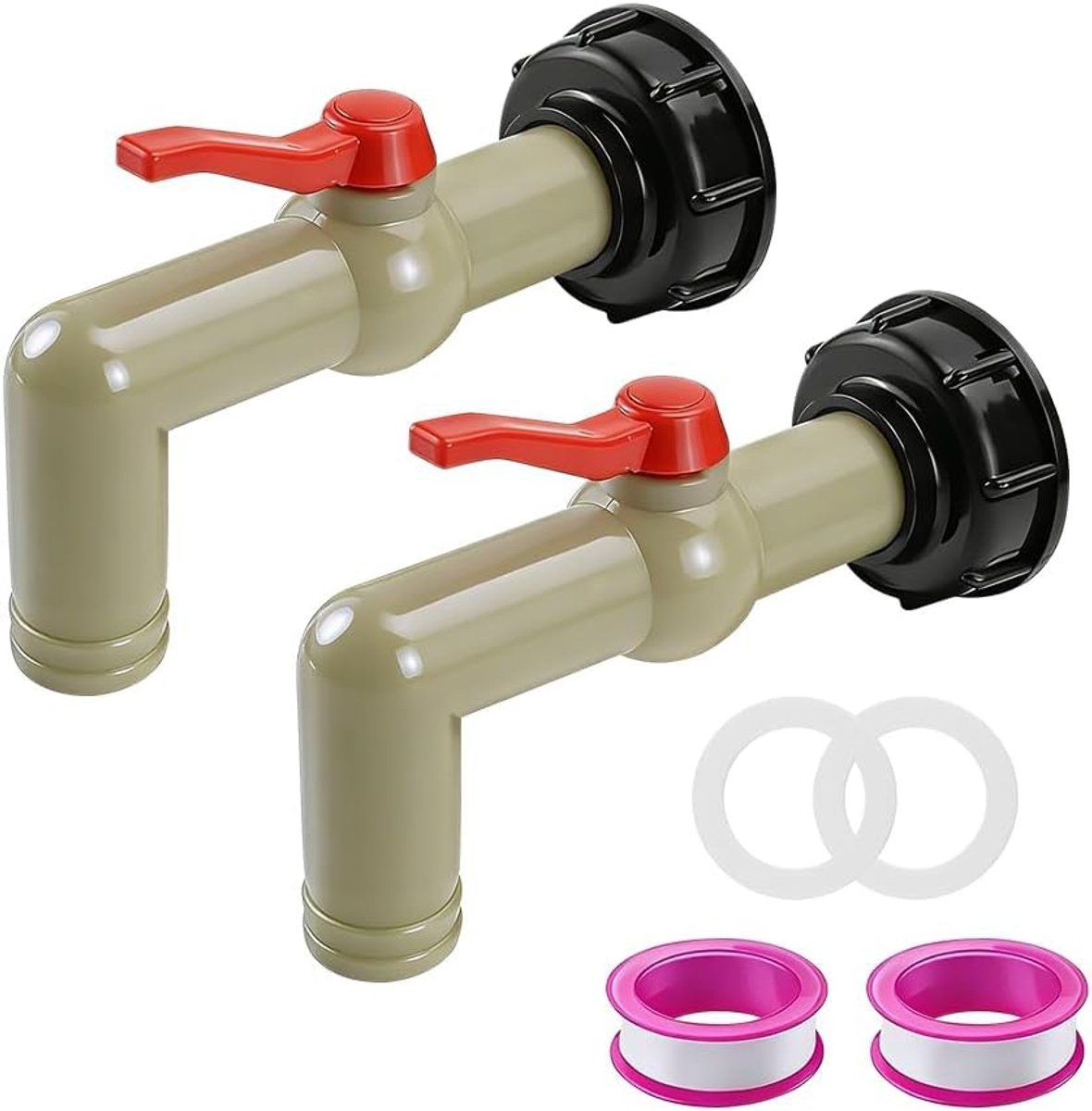 IBC drain tap set 2 stuks - S60 x 6 - 1 inch waterkraan - voor IBC container en regenton - ShopVlot