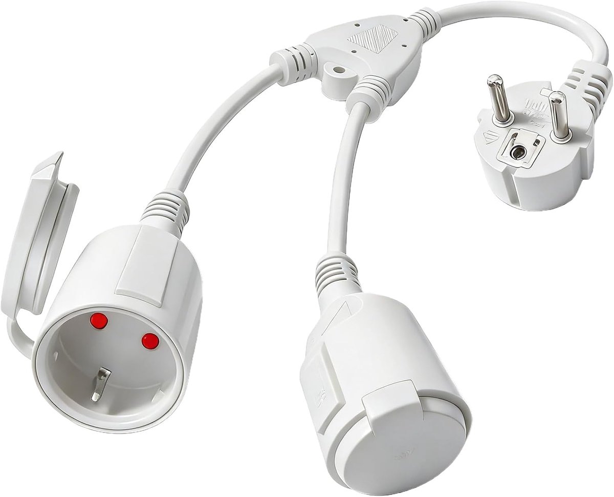 Verlengsnoer met 2 Aardcontacten - Korte Buiten kabel - Overspanningsbeveiliging - Ideaal voor thuisgebruik - ShopVlot