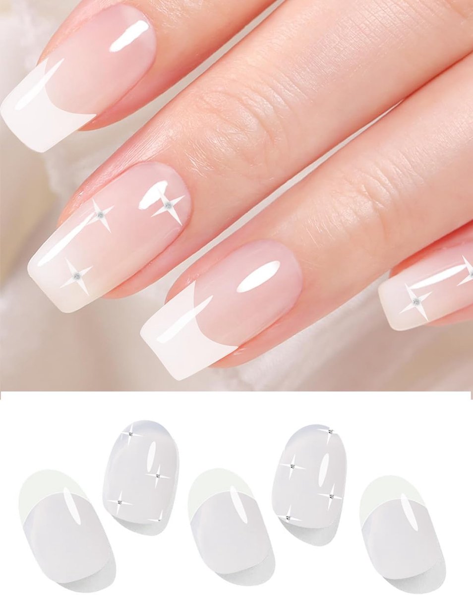 Nagelgel adhesive UV - 20 stuks zelfklevende nagelfolie - perfecte Franse manicure - eenvoudig aan te brengen - ShopVlot