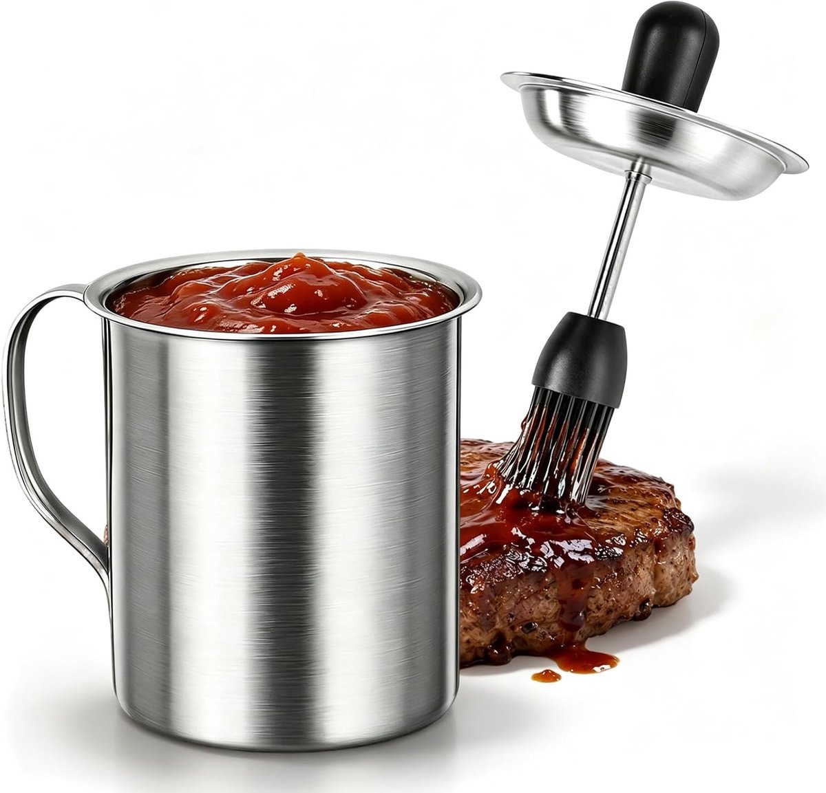 BBQ-grillborstel met oliereservoir - roestvrij staal - geïntegreerd deksel - perfect doseren - ShopVlot