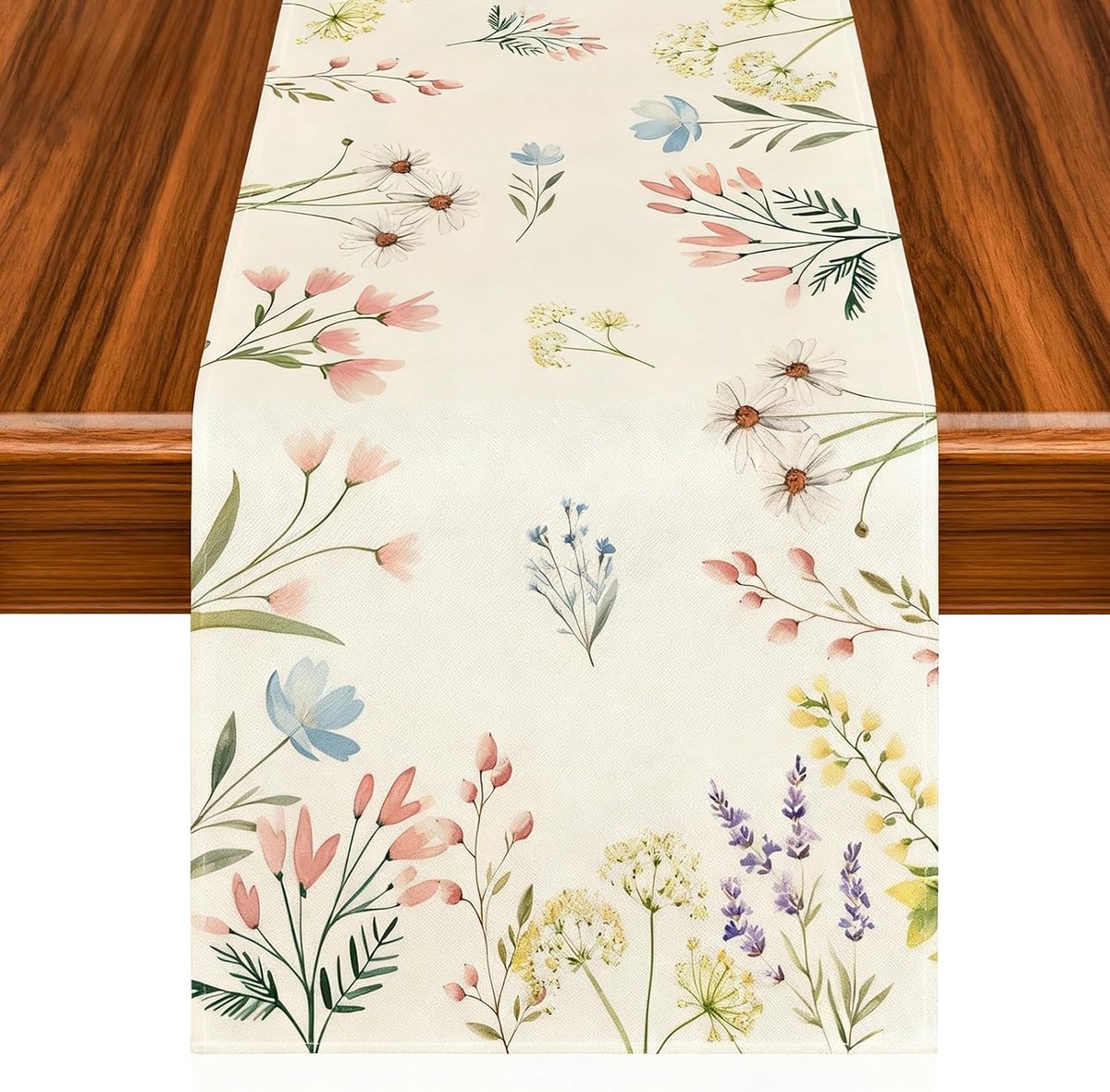 Tafelrunner voor de lente 33 x 183 cm - Modern met bloemen - Wasbaar - Perfect voor Pasen - ShopVlot