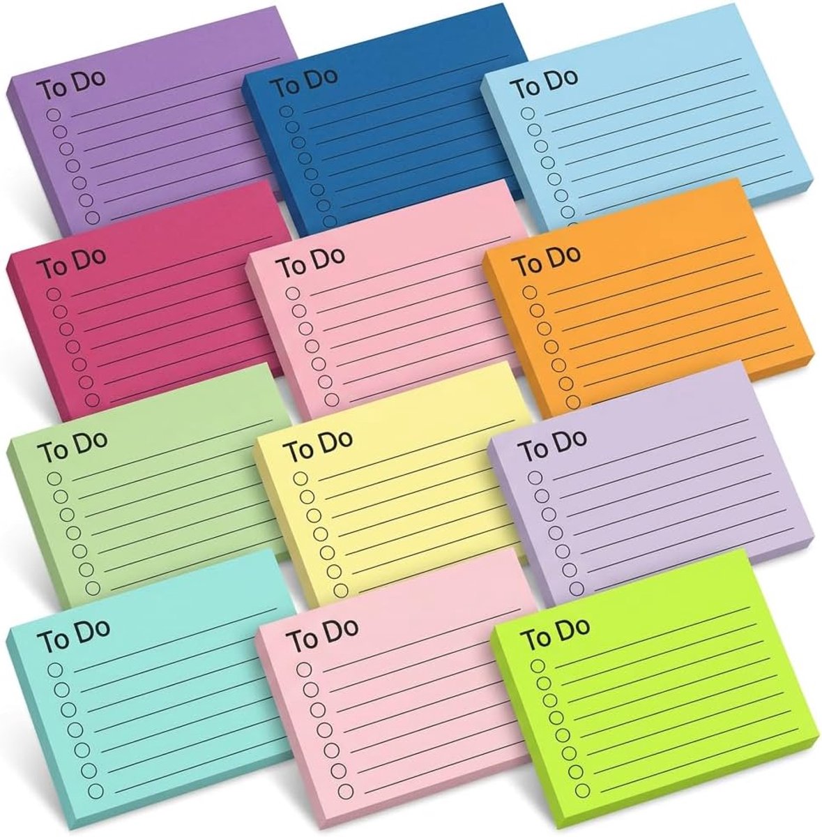 Notitieblok set van 12 - pastel en transparant - 42 pagina's per blok - perfect voor dagelijkse organisatie - ShopVlot