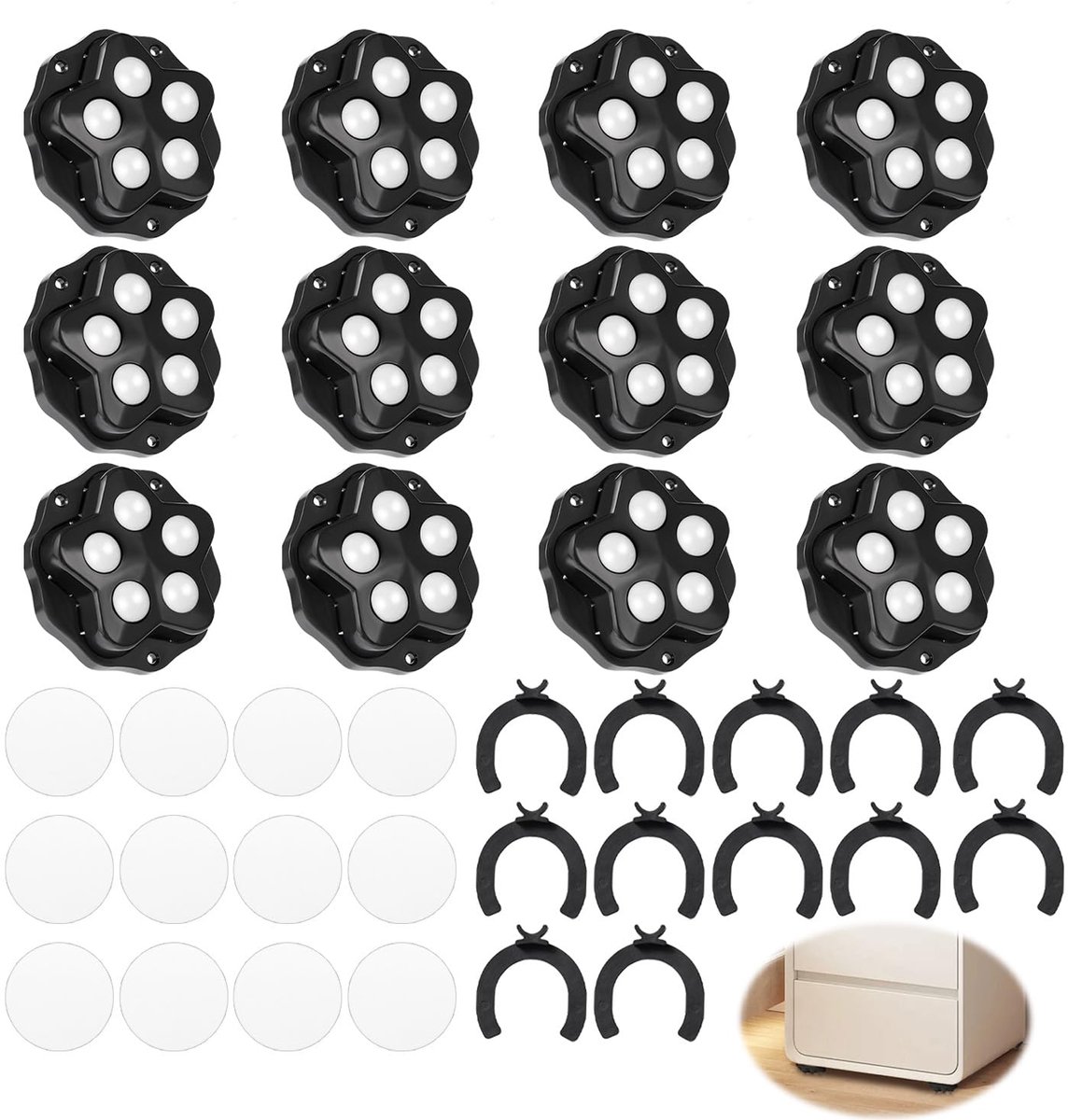 Meubelrollen 12 stuks - zelfklevend - zware kogelrollen - perfect voor meubels verplaatsen - ShopVlot