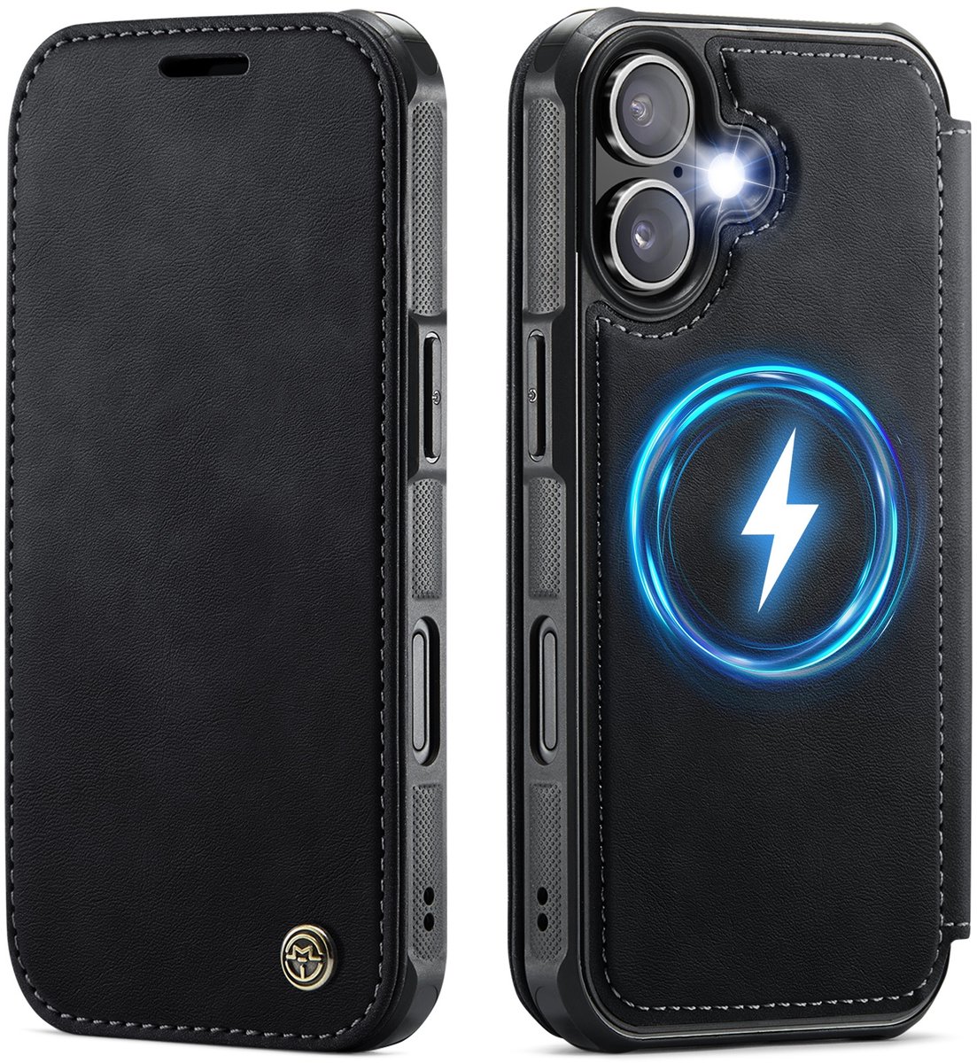 CaseMe Hoesje - Geschikt voor iPhone 16 Hoesje - CaseMe 053 Slim Book Case - MagSafe Compatible - Zwart
