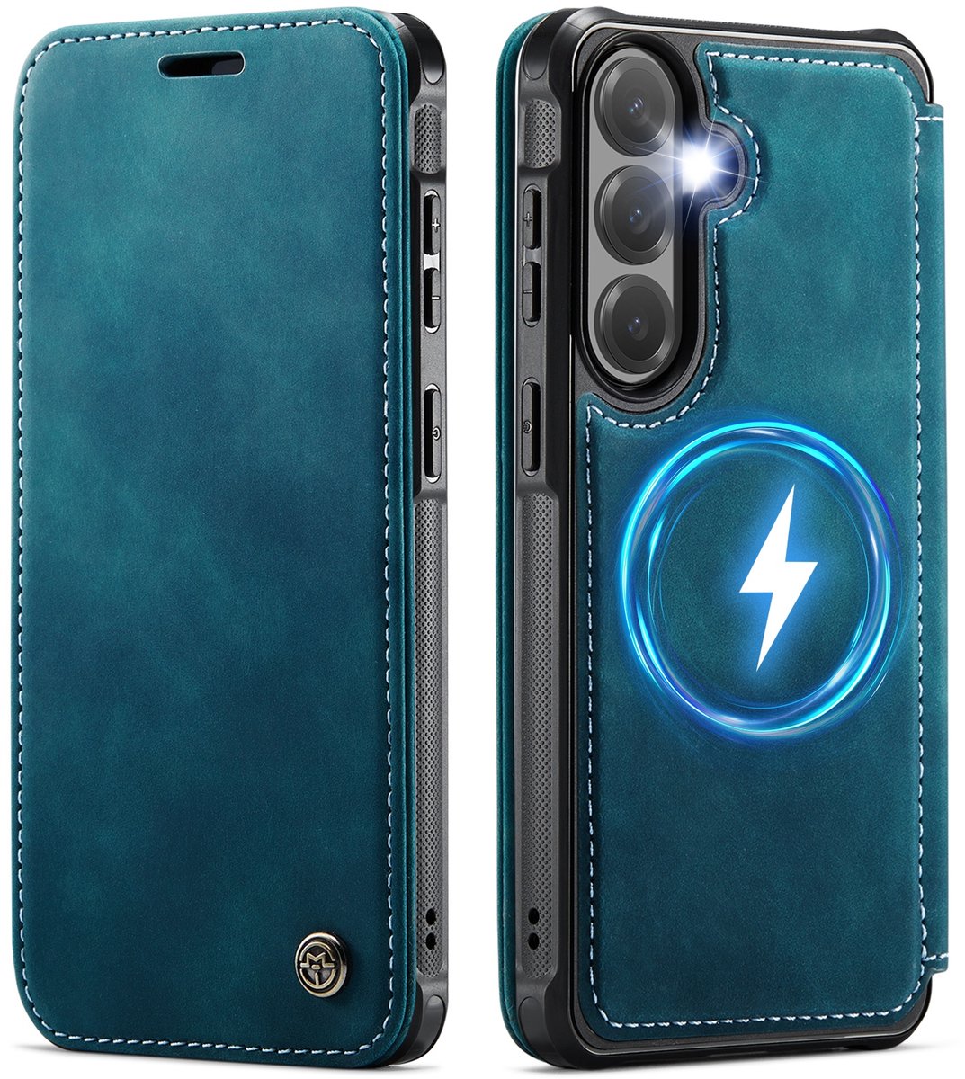 CaseMe Hoesje - Geschikt voor Samsung Galaxy S23 Plus Hoesje - CaseMe 053 Slim Book Case - MagSafe Compatible - Blauw