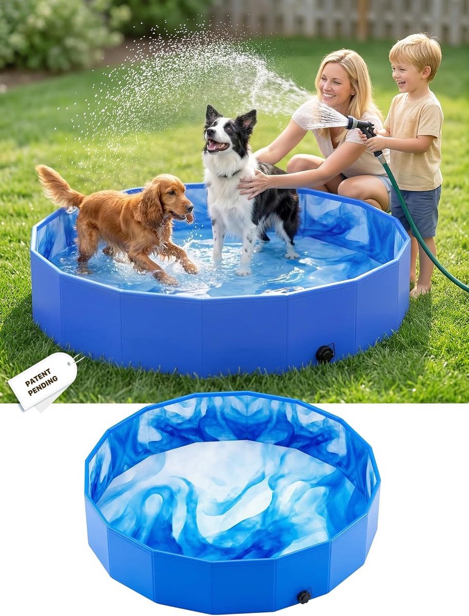 Solvix hondenzwembad - Hondenzwembad - PVC Blauw - Vouwbaar en Draagbaar - Geschikt voor Grote en Kleine Honden