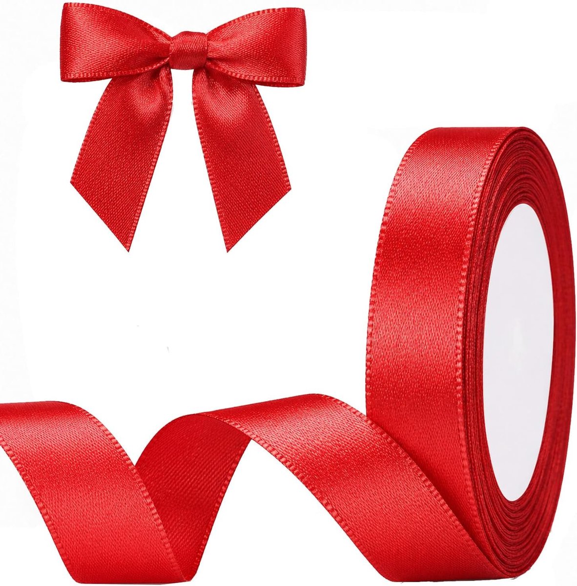 Satin Rood Cadeaulint 20mm x 22m voor Cadeauverpakking en Handgemaakte Decoraties, Perfect voor Feestdagen en Evenementen