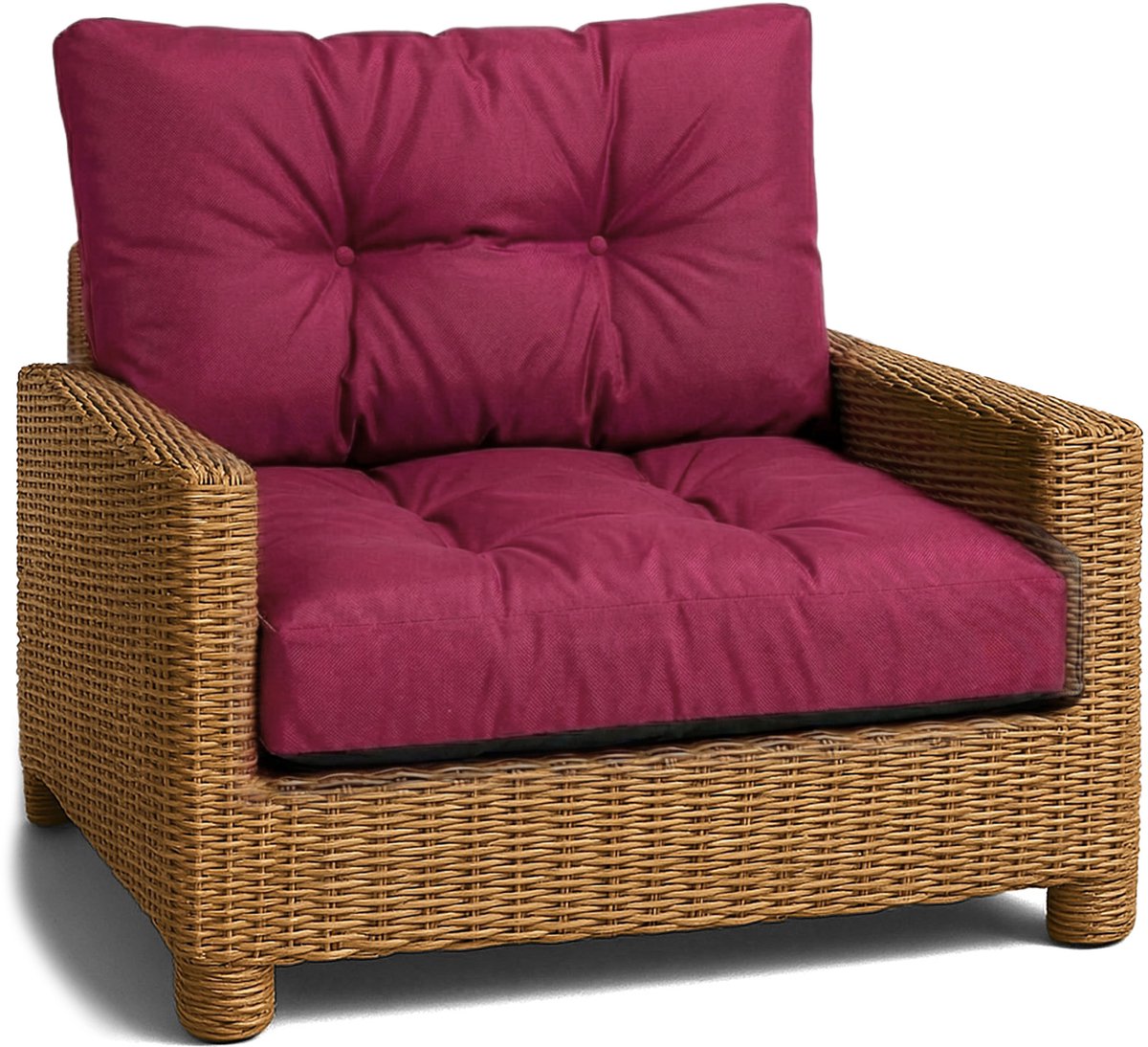 Kussen Lounge Tuinmeubelen - Zitkussen 70x70 cm Rug Rattan Ideaal voor balkon terras loungeset buiten comfort vulling dik duurzaam Bordeaux