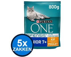 5x Purina One - Senior Kip - Kattenvoer Droogvoer - 800 g