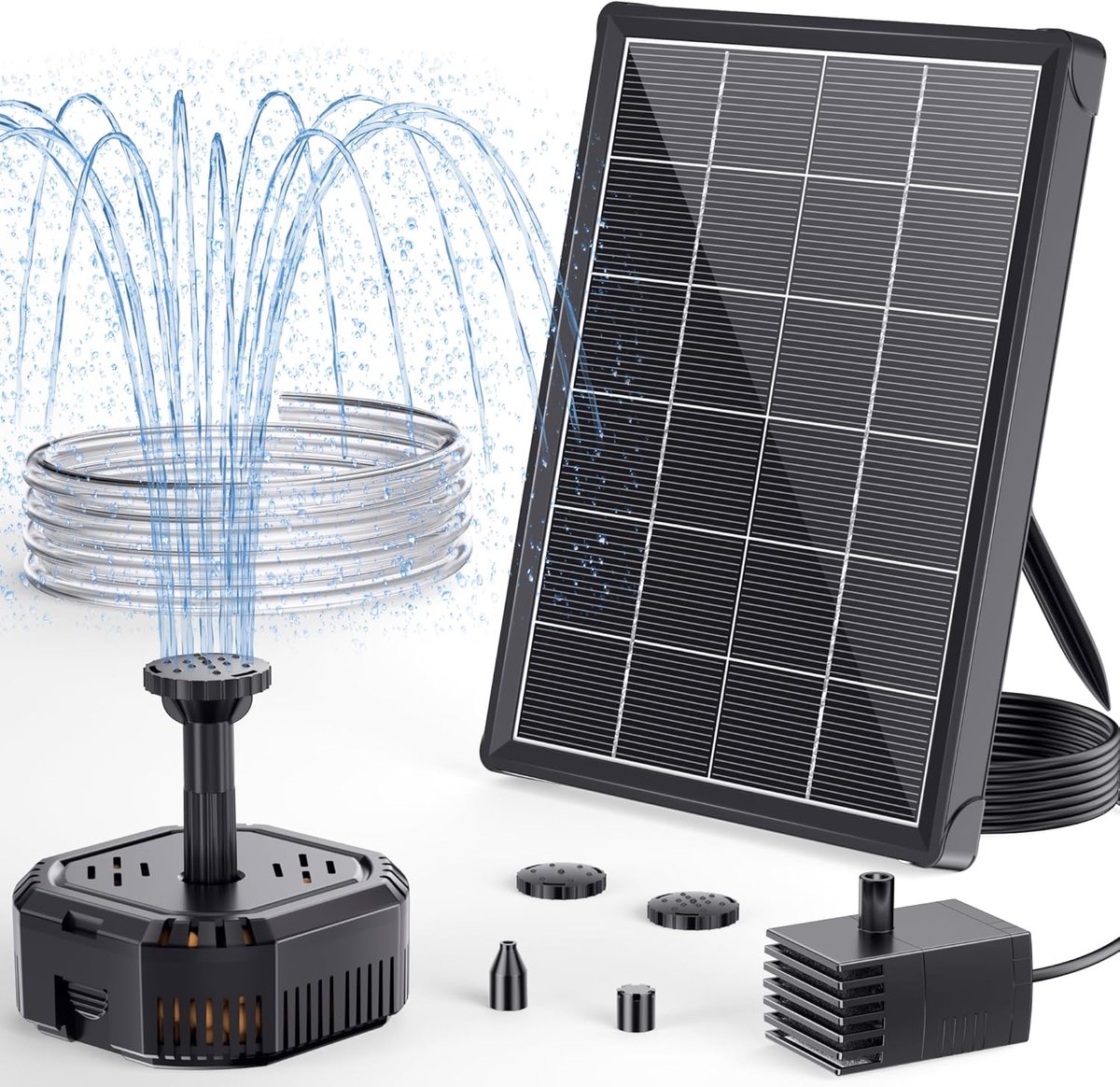 POPOSOAP 4W Solar Fontein met Filter – Een waterpomp op zonne-energie, geschikt voor vogelbadjes en vijvers – creëert prachtige waterpartijen en zuivert het water.