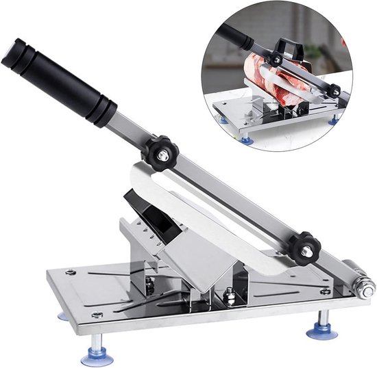 Snijmachine Vlees - Vlees Snijmachine voor Thuis - Snijmachine - RVS - Instelbare Snijdikte - voor Kip, Eend, Vis en Ribben - Zilver van COOAU — afbeelding 4
