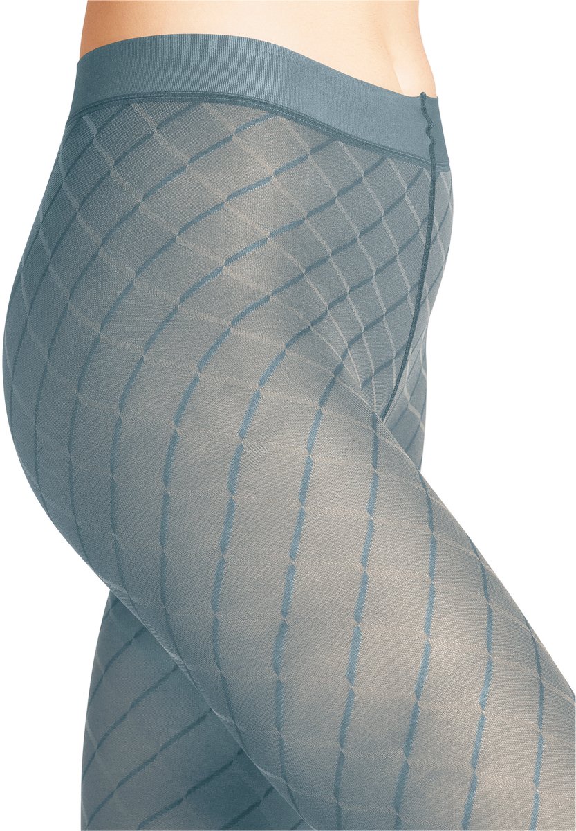 FALKE Intrigue gedessineerd materiaal transparent 30 DEN panty dames blauw - maat XL