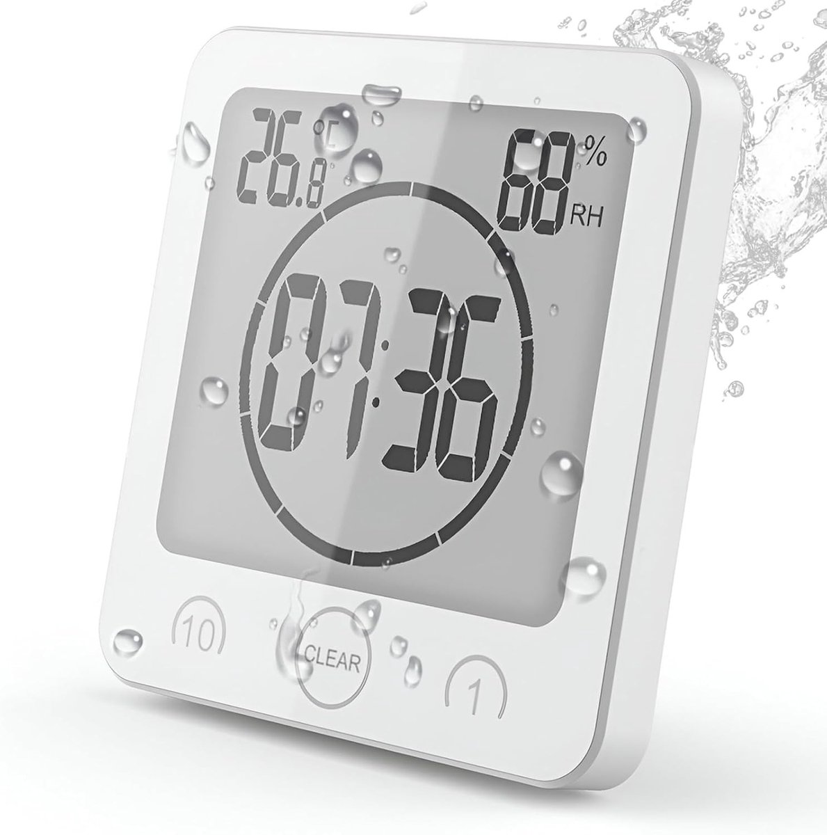 Badkamer Klok - LCD Digitale Douchewekker - Waterdicht - Countdown Timer - Voor Keuken en Badkamer