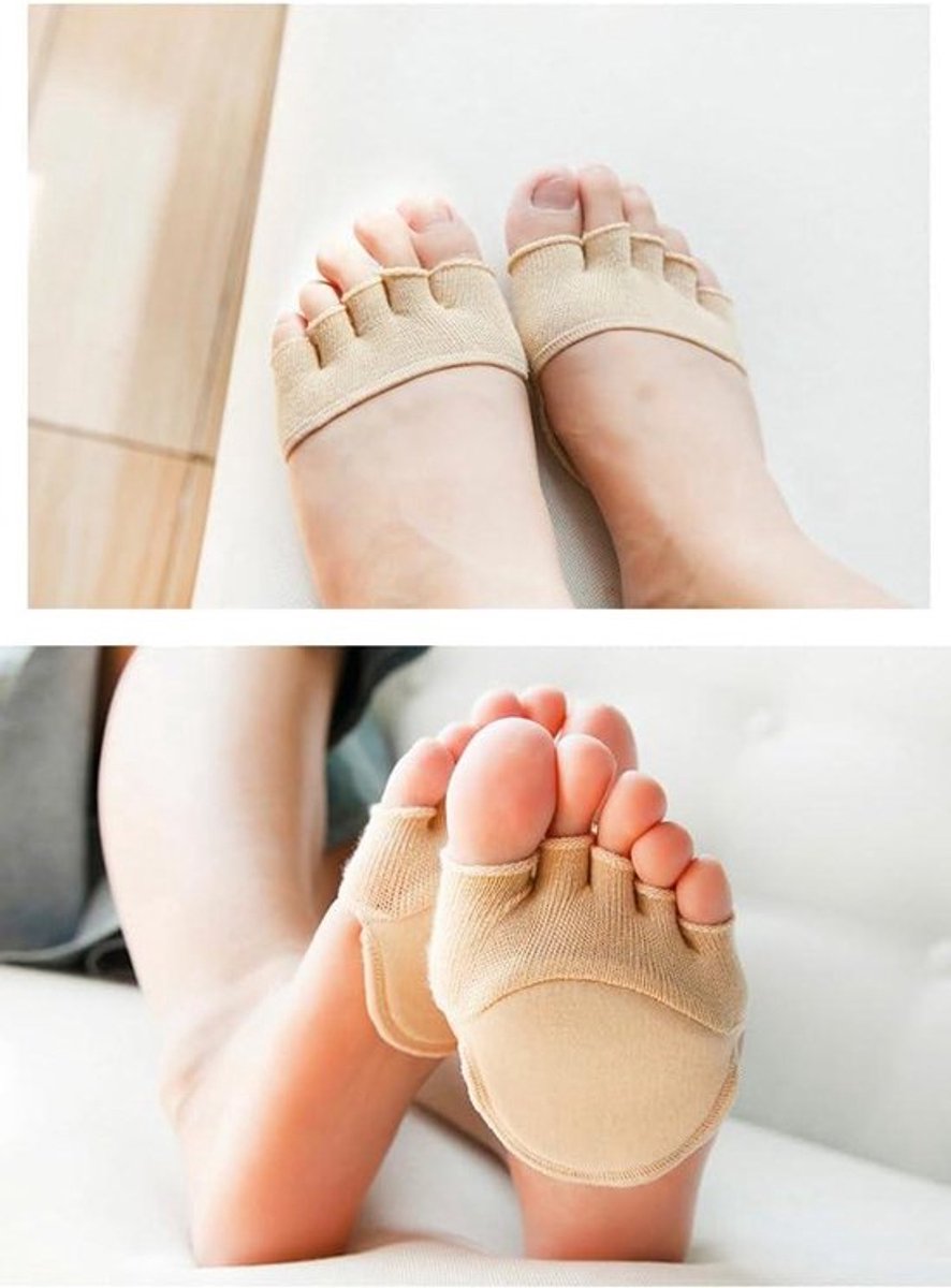 Vingerloze Half Voeten Sokken - Katoen Mesh Ademend Zweet - Zomer Dragen - Nude - Geschikt voor - One Size - Vrouwen Mannen Unisex.