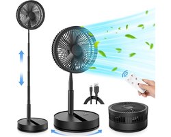 Vloerventilator - Zomerkoeling - Staande ventilator - Koeling woonkamer - Hittebestrijding - Verstelbare ventilator - Ventilator met afstandsbediening - Stille ventilator - Draaibare ventilatorkop - Verfrissing binnenlucht - Ventilatie - Zwart