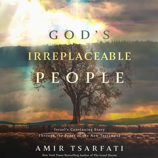 God's Irreplaceable People: Israel's Continuing Story Through the Pages of the New Testament door Amir Tsarfati. Een boom staat voor een stenen muur met een dramatische lucht.