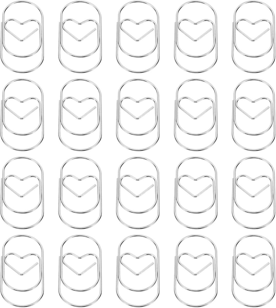 20 Stuks Hartvormige Paperclips, Perfect voor Kantoor, Creatieve Projecten en Thuisgebruik, 5 cm Gemaakt van Duurzaam Metaal