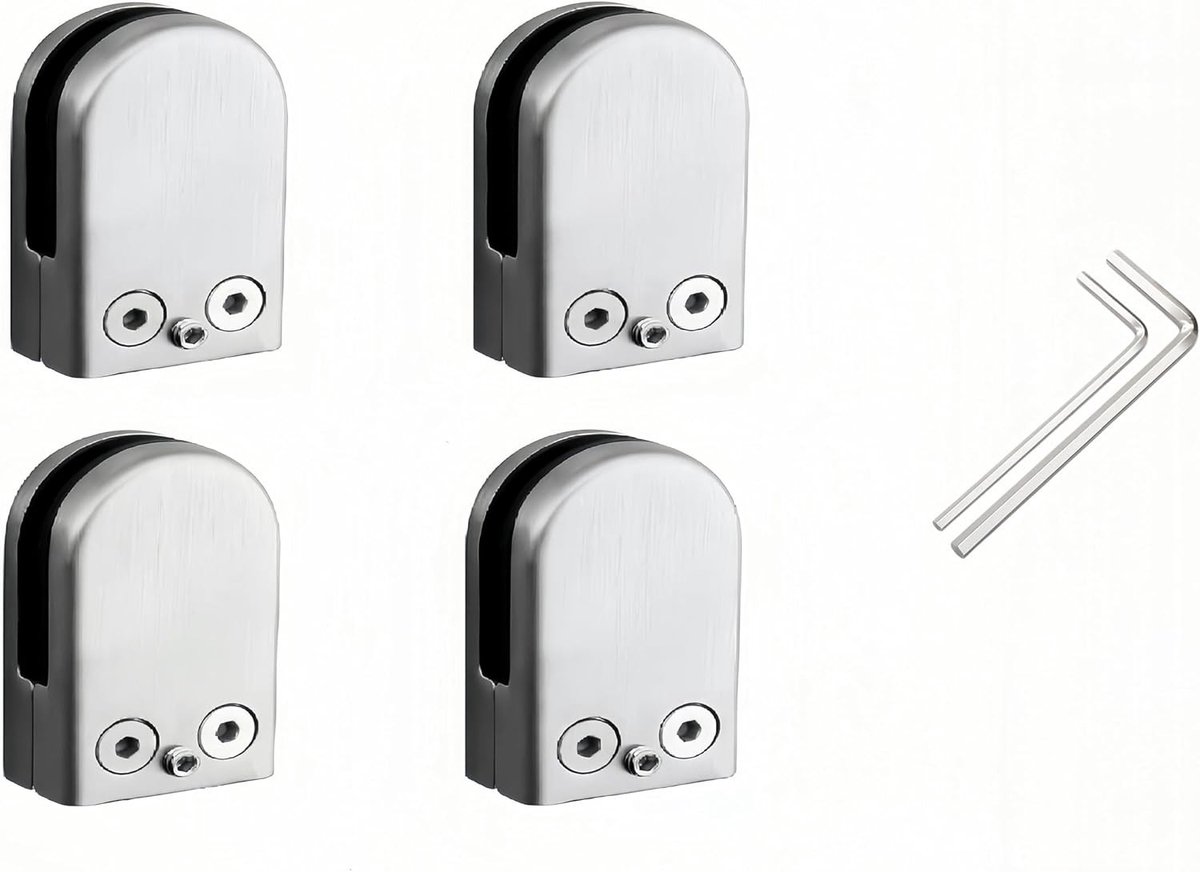 Stainless Steel Glashouders voor 6-8 mm Dikke Glasplaten, Set van 4, Ideaal voor Glazen Balustrades en Planken