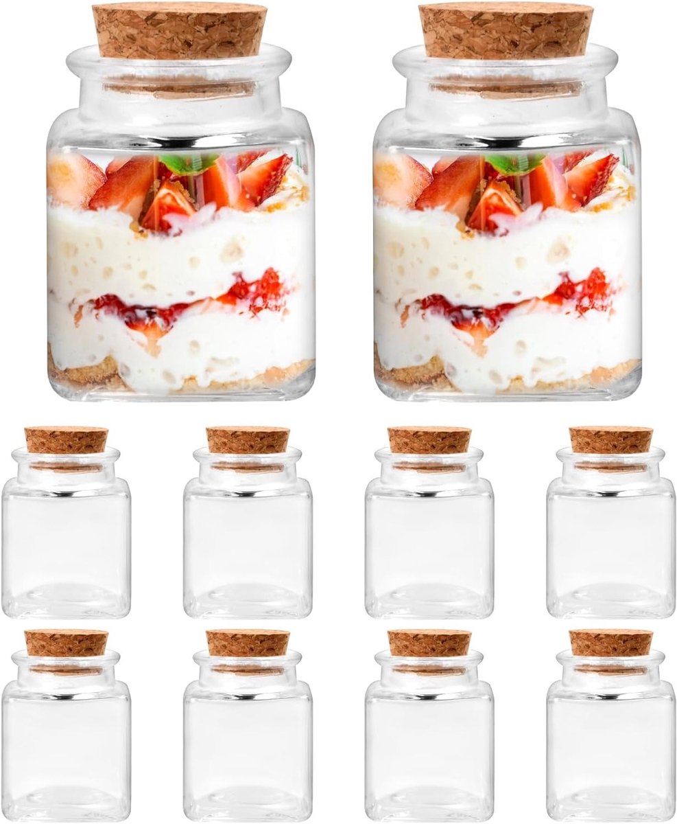 Set van 10 Lege Glazen Flessen met Kurk - 50ml Kruidenspotjes, Ideaal voor Trouwen, Feeste