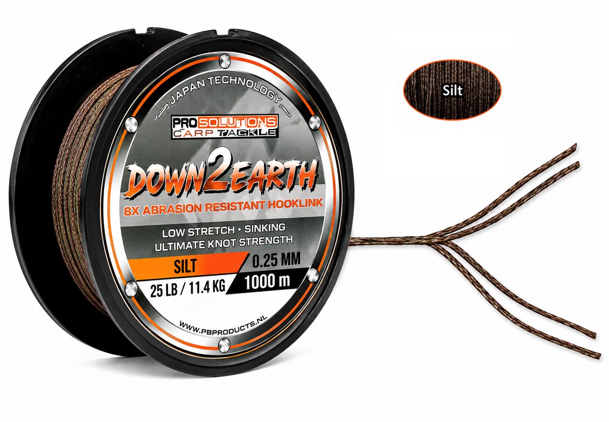 Rigsolutions Gevlochten zinkende hoofdlijn Silt voor karpervissen 0.28 mm/25 lb