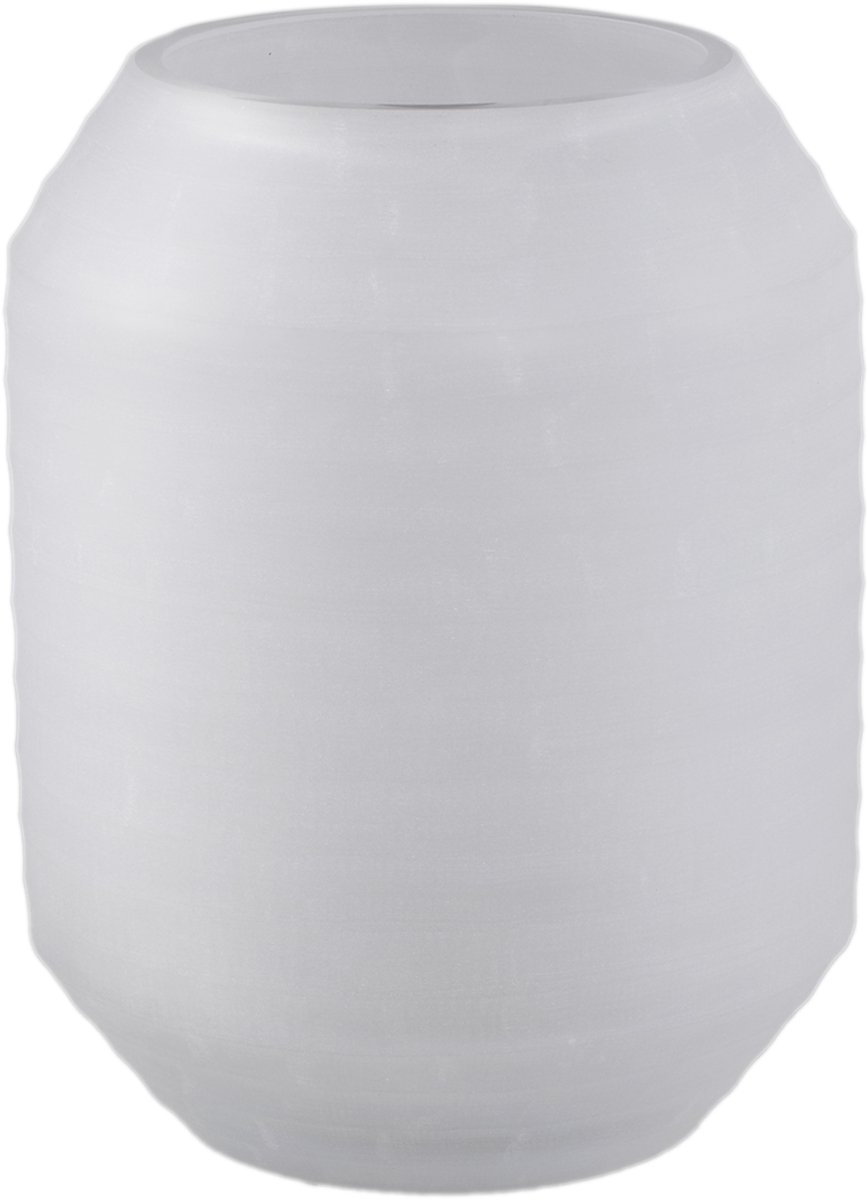 PTMD Malia White Glass Vase Round Stripe Cutting Wit