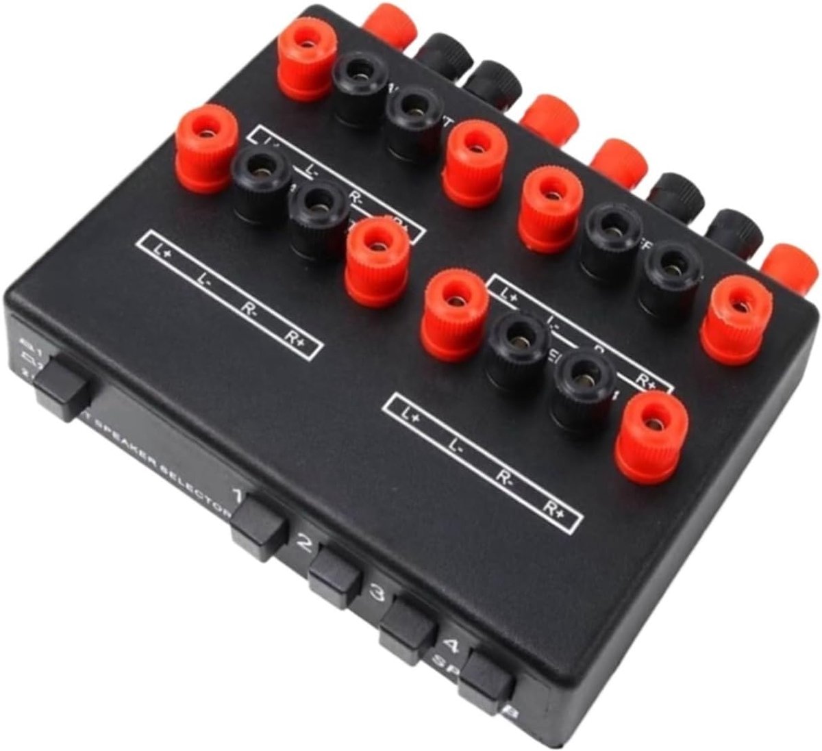 Audio Keuzeschakelaar - Luidspreker Switcher - Audio Wisselen - 2 Ingang 4 Uitgang - 1x1x1 cm - Zwart