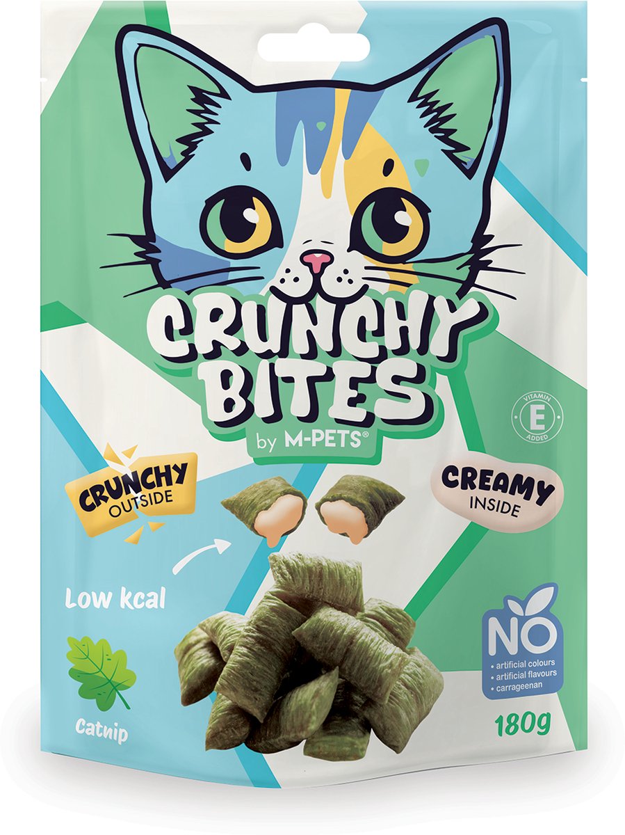 M-PETS CRUNCHY BITES kat snack kattenkruid - 180 g - per 10
