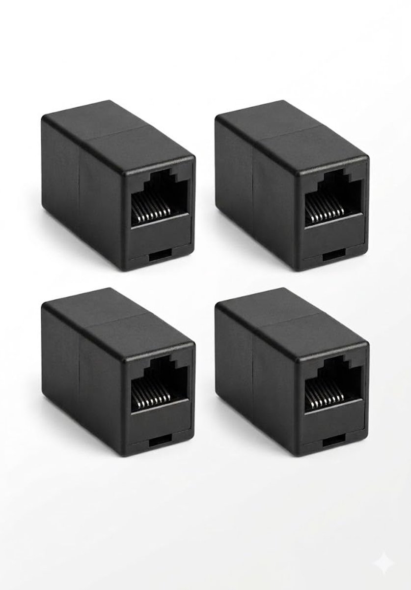 RJ45 Koppeling Vrouwelijk - Ethernet Adapter - Netwerk Uitbreiden - Stabiele Verbinding - 4 stuks - Zwart