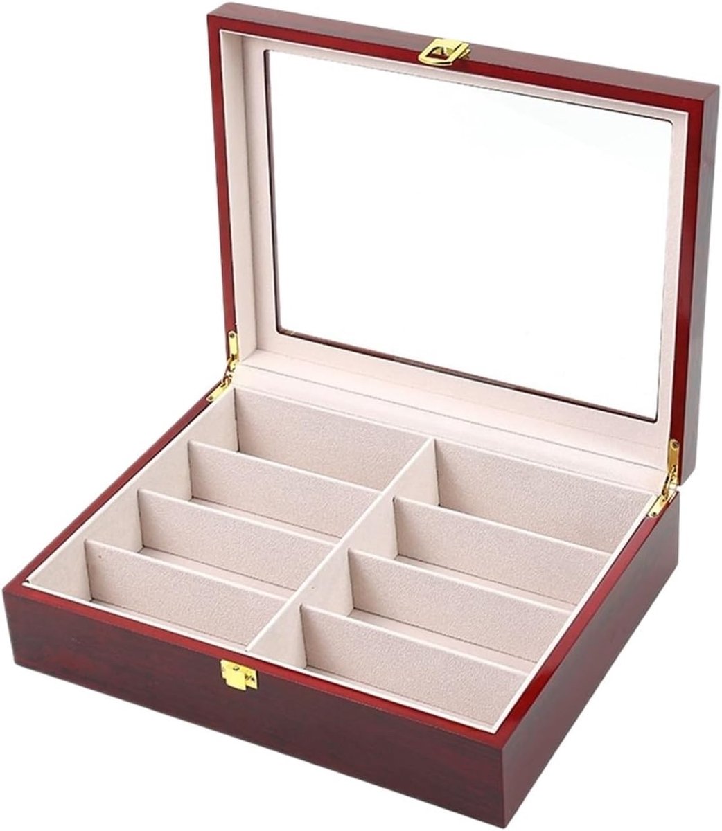 Zonnebrillenrek - Brillenhouder - Opslag en Weergave - 8 Sleuven - 34 x 265 cm - Rood