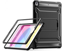 Hoes met Ingebouwde Screen Protector Geschikt voor Apple iPad 10.2 (2019/2020/2021) | Full Protect Cover met Standaard | Beschermhoes Tegen Vallen | Extreme Bescherming | Zwart