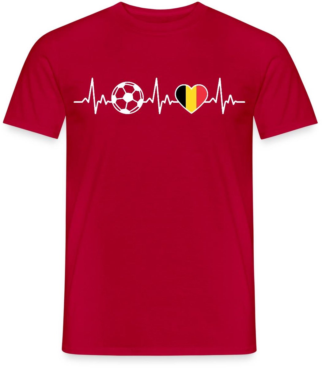 België Voetbal Shirt Voetbal Hartslag T-Shirt Heren