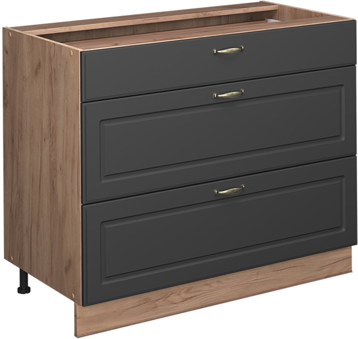 Vicco Keukenonderkast Fame-Line, Anthrazit-Gold Landhaus/Goudkleurig Eiken, 100 cm zonder werkblad