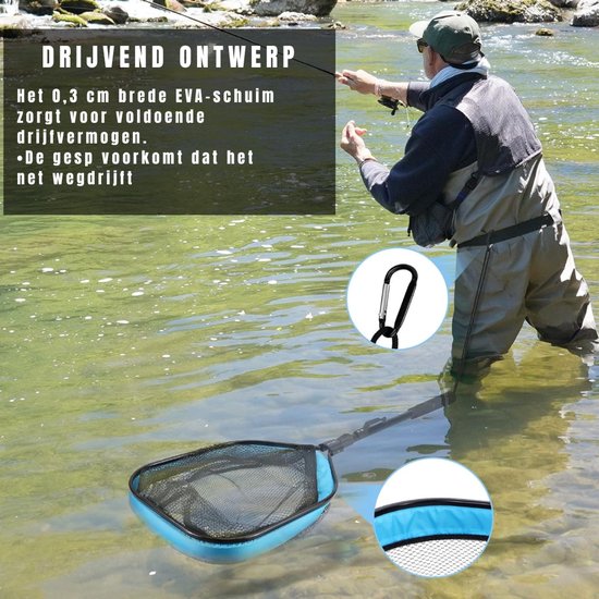 QIN® Schepnet Vissen - Visnet - Telescoop Schepnet - Casting Kooi Net - Val Opvouwbaar - Zwart/Blauw - 39cm x 31cm x 1cm van qin — afbeelding 4