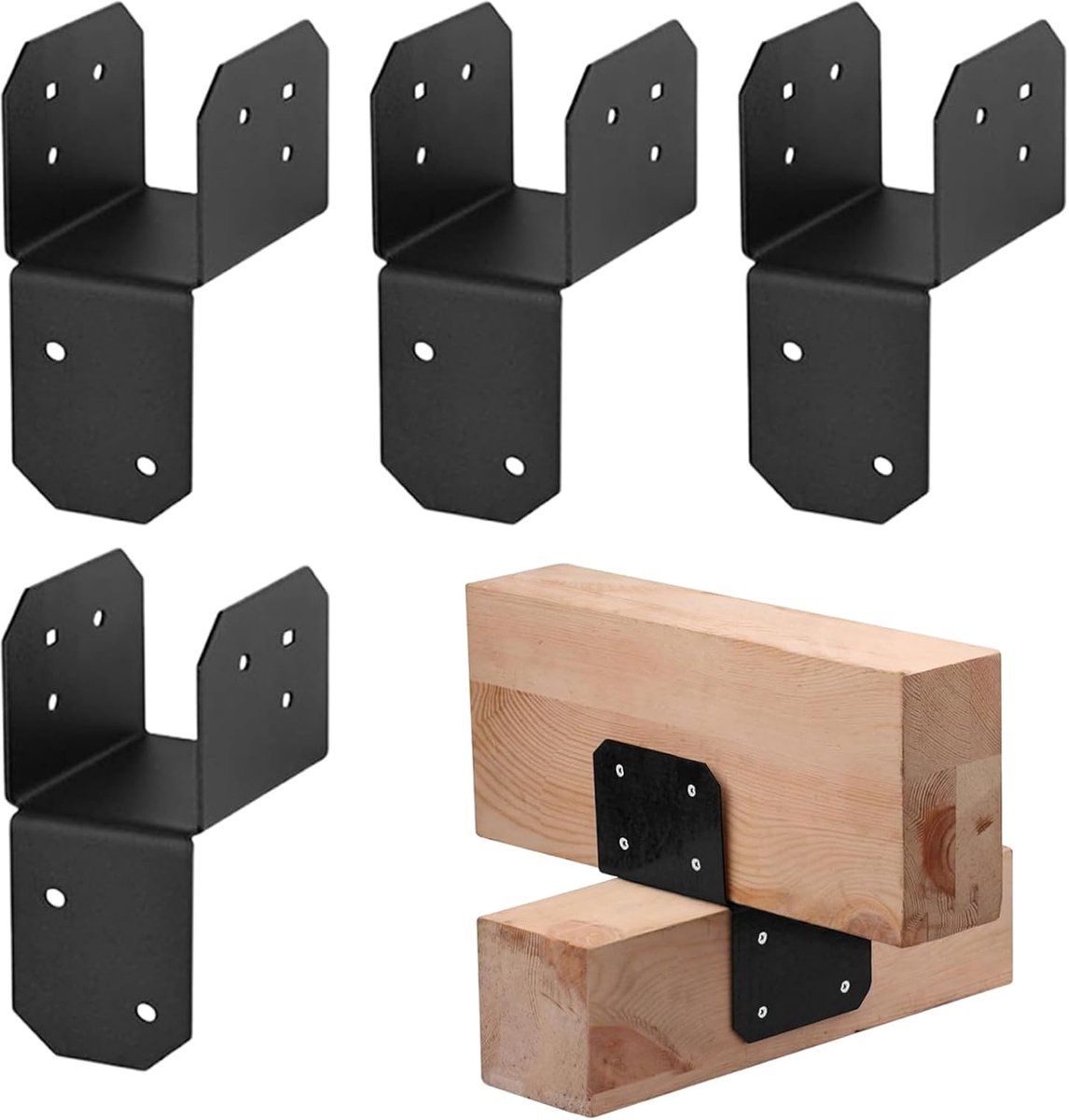 Beugels voor Houten Palen - Montagebalken Ophangbeugels - Constructie Ondersteuning - Roestvrij Stalen Constructie - 15*2 inch - Zilver