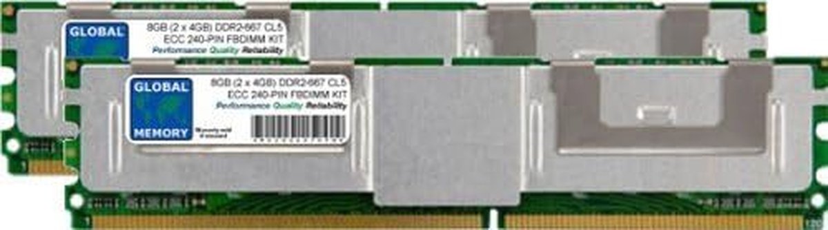 Geheugen RAM Kit - Werkgeheugen Geheugenmodule - Server Upgrade - ECC Volledig Gebufferd - 8GB Kit (2x4GB) - Zilver