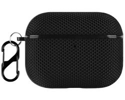 Geschikt voor AirPods Pro 3 Hoesje Nylon Waterproef met Aanhanggesp Zwart