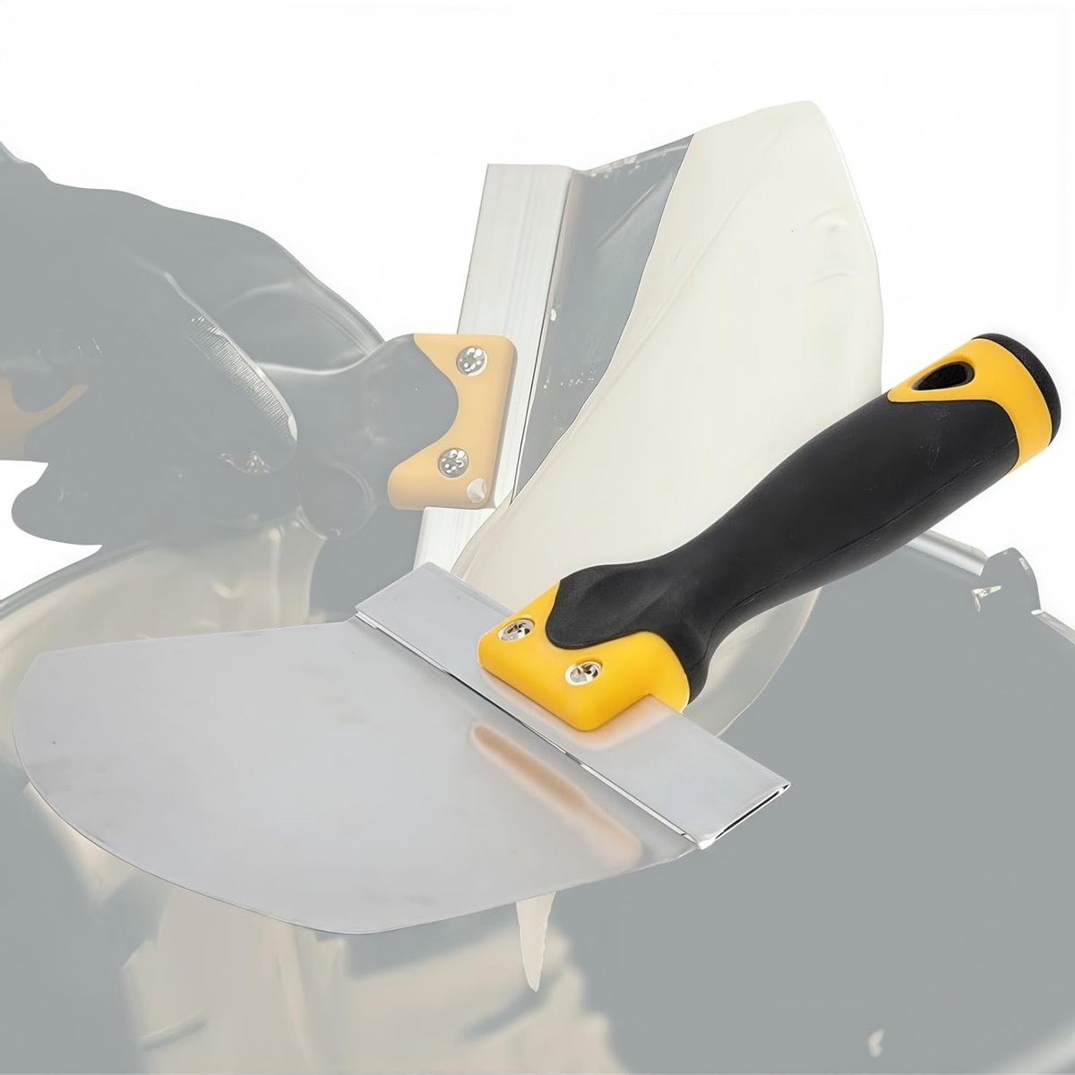 Update putty mes spatel van roestvrij staal - Arc-vormige schilderspatel, brede spatel 175 x 95 mm, ideaal voor professioneel gebruik en renovatieprojecten met comfortabele grip