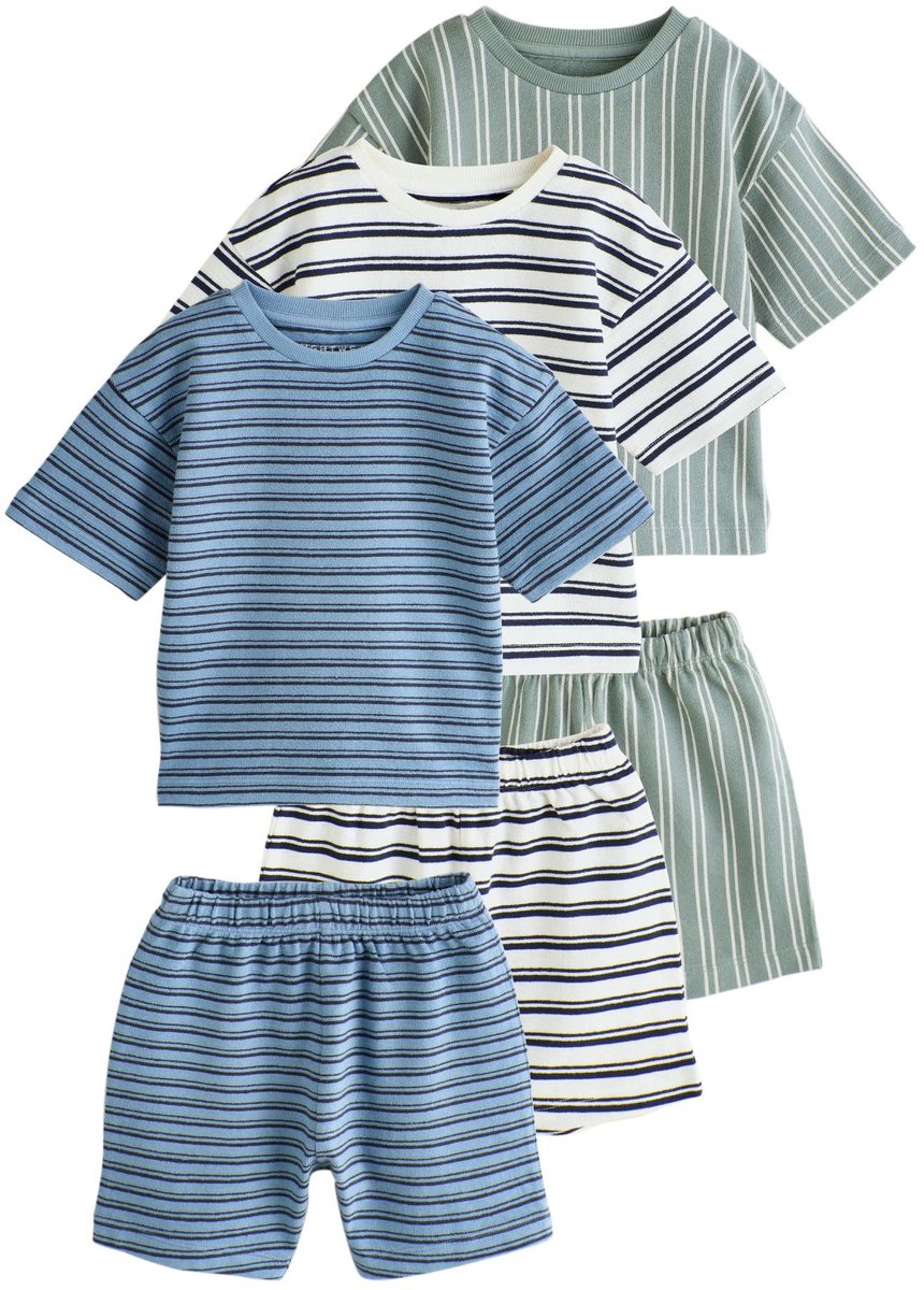 Next - Jongens - Set van 3 korte pyjama's - Blauw