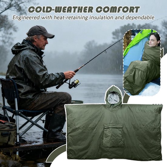 Draagbare Slaapzak - Poncho Deken - Outdoor Avontuur - Waterdicht & Winddicht - 190 x 70 cm - Uniek — afbeelding 3